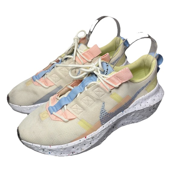 Nike Shoes - Nike Womens Crater Impact CW2386 Light Cream Summit White Pink Blue Size 8.5